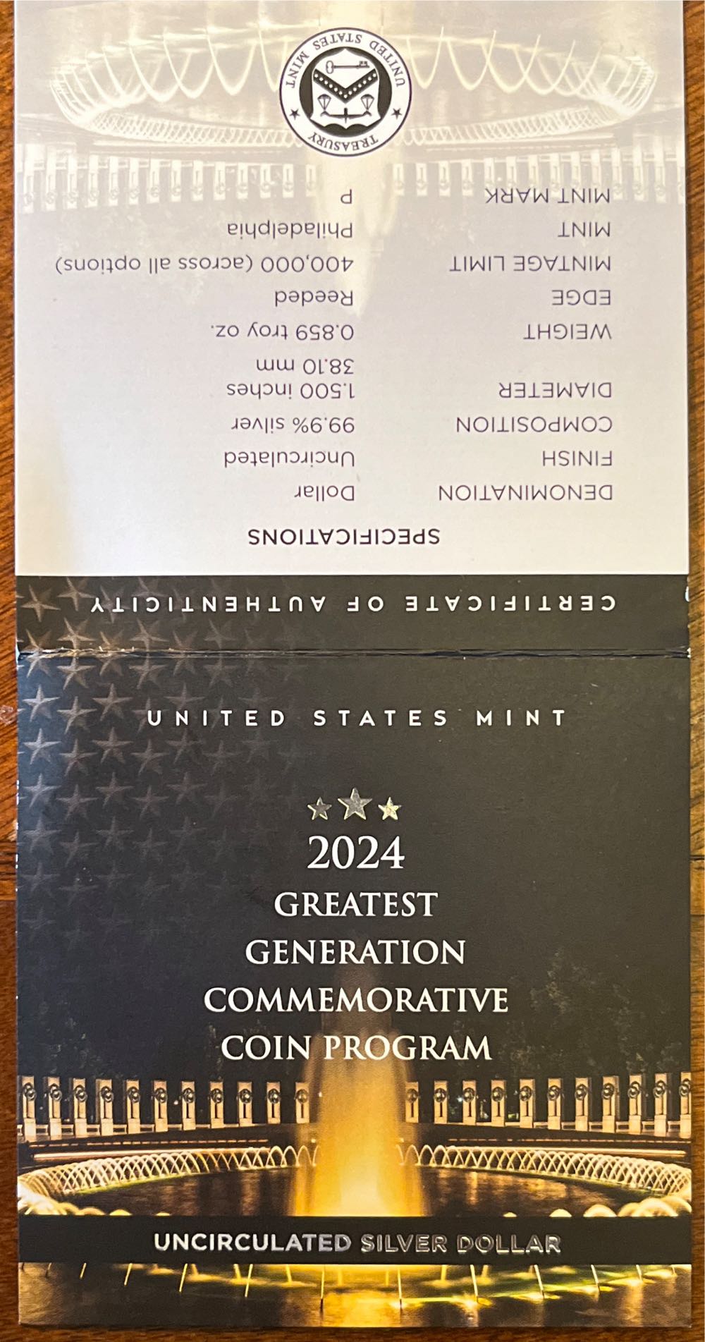 Greatest Generation Silver Dollar Uncirculated 2024  coin collectible [Barcode 704786561563] - Main Image 3