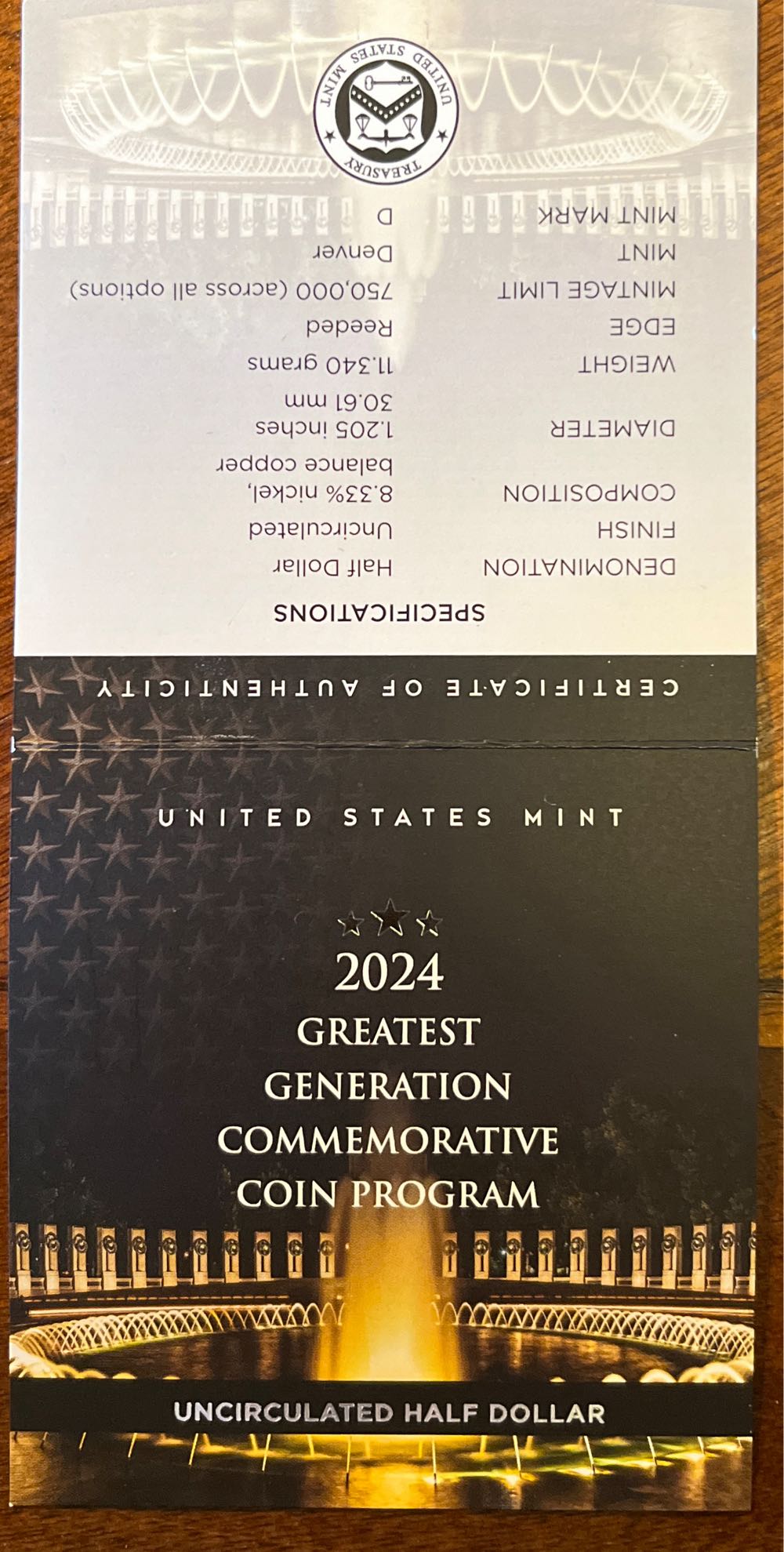 Greatest Generation Uncirculated Silver Half Dollar 2024  coin collectible [Barcode 704786561587] - Main Image 3