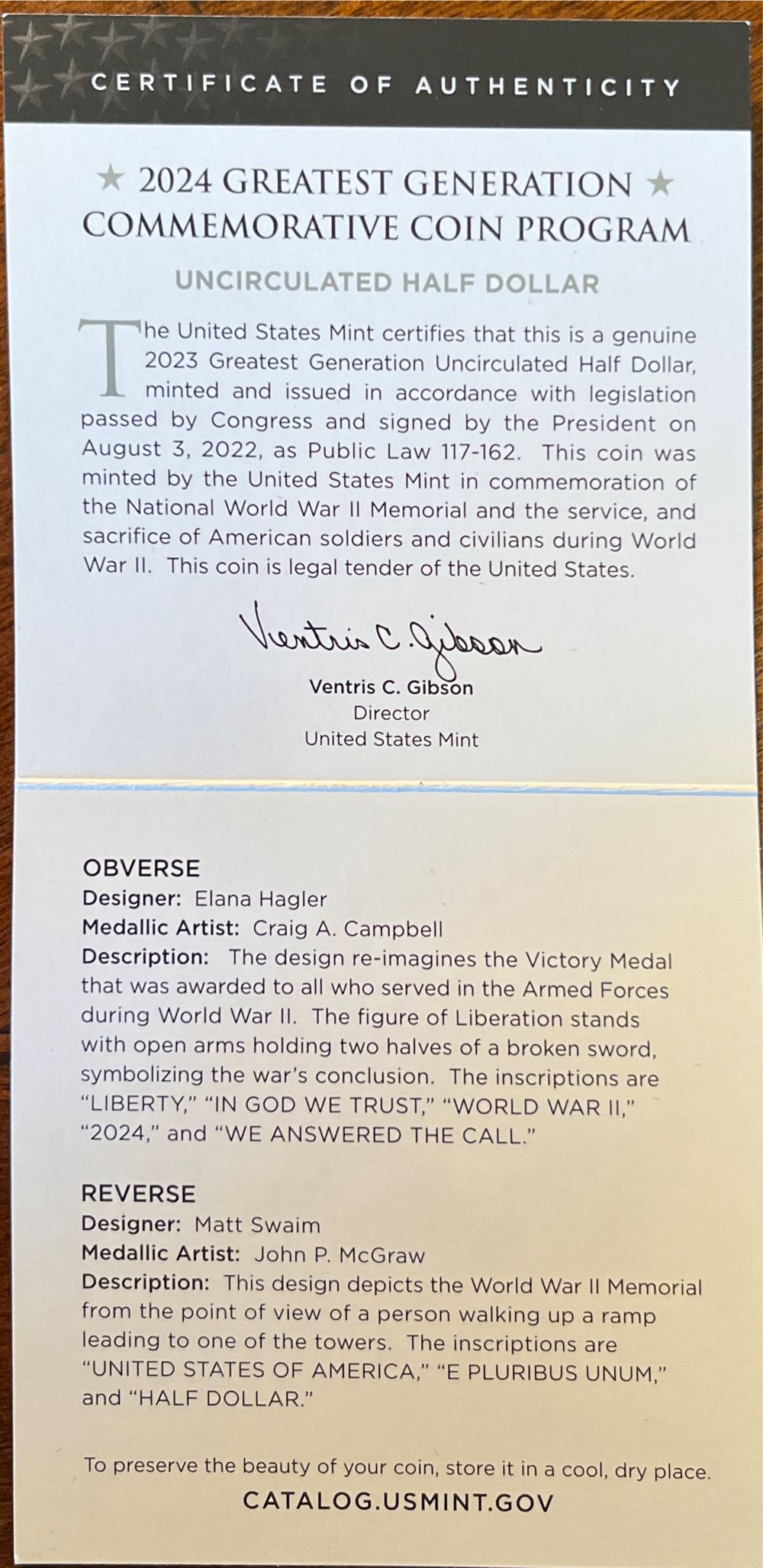 Greatest Generation Uncirculated Silver Half Dollar 2024  coin collectible [Barcode 704786561587] - Main Image 4