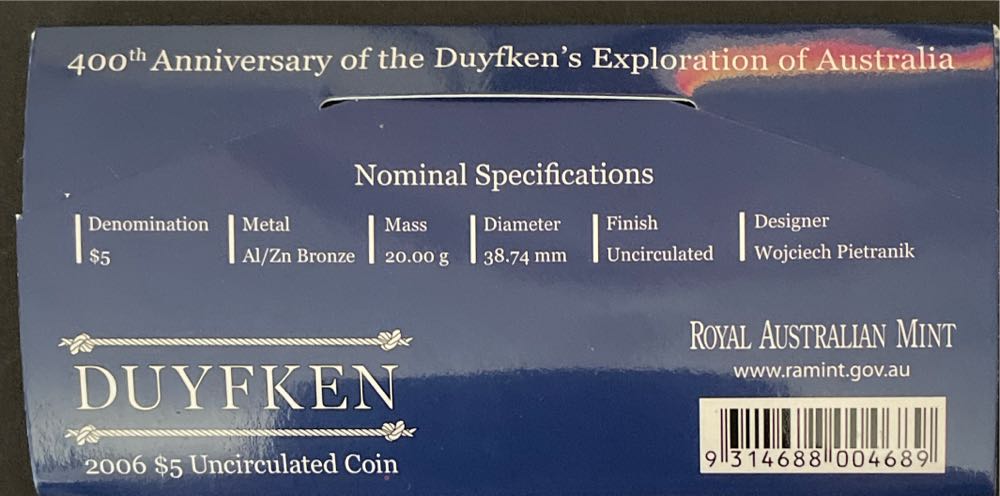 400th Anniversary Of The Duyfken’s Exploration Of Australia  coin collectible [Barcode 9314688004689] - Main Image 2