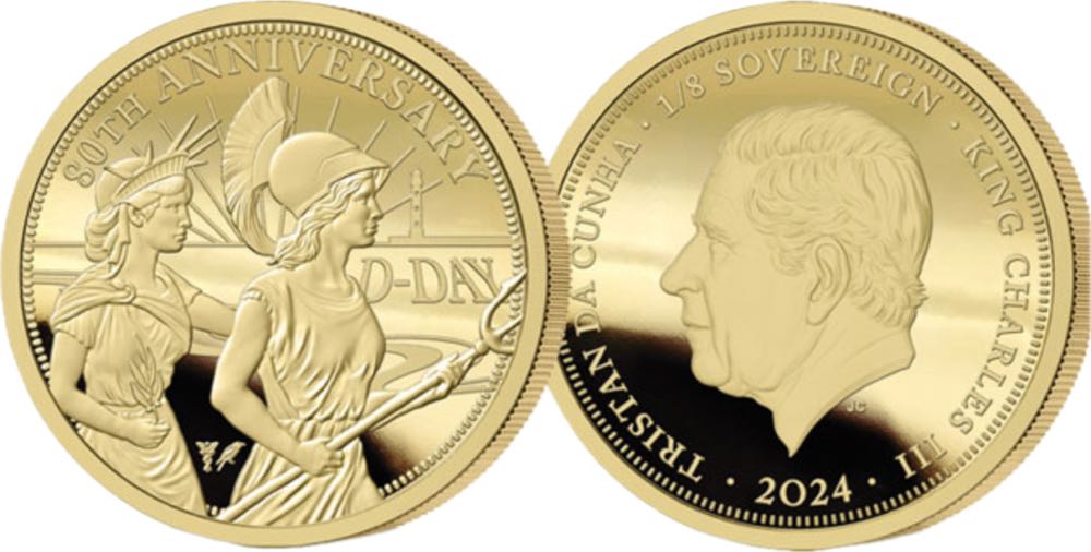 The 2024 D-Day 80th Anniversary One Eighth Sovereign  coin collectible - Main Image 2
