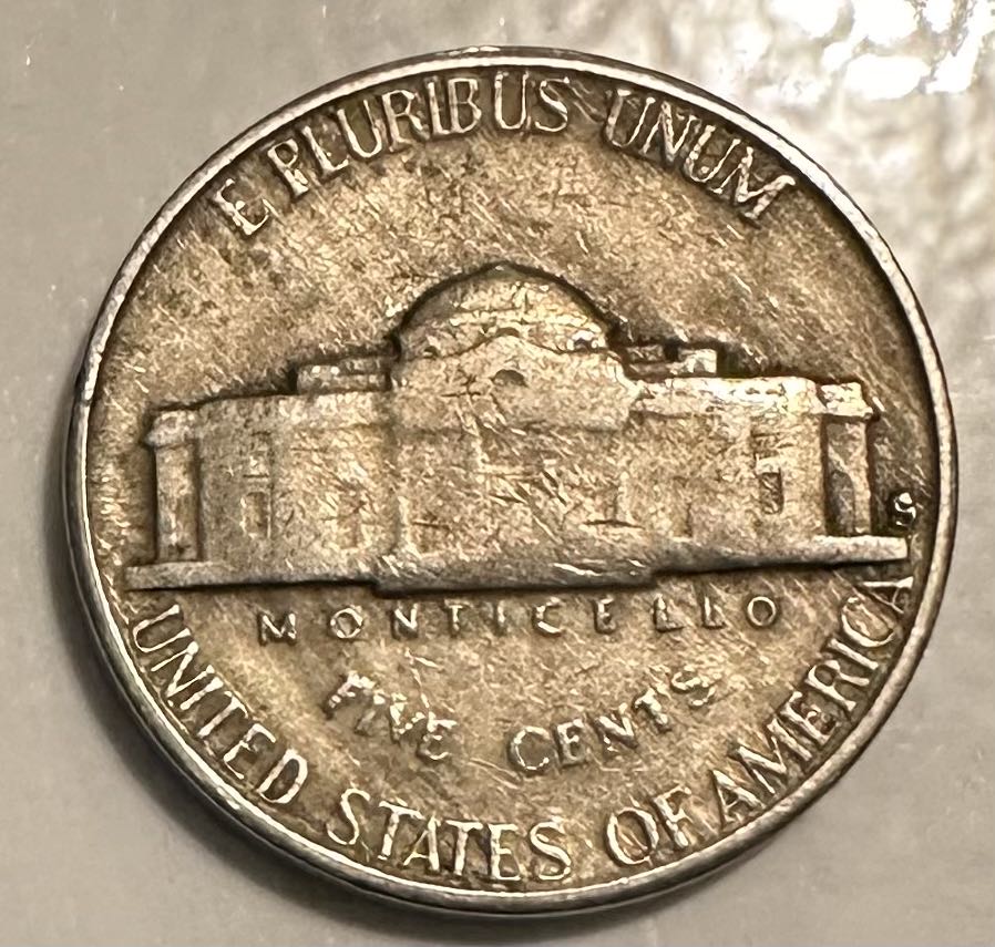 Nickel Jefferson 1954 S  coin collectible - Main Image 2