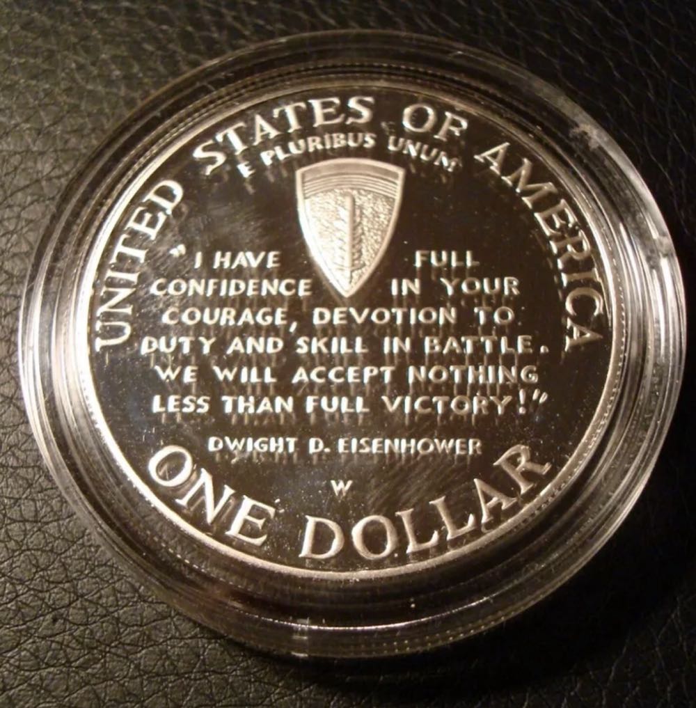 1993-W Silver WWII 50th Anniversary Commemorative Dollar Proof  coin collectible - Main Image 2