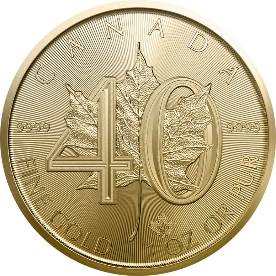 Maple Leaf Gold 1 oz 2019 40th Anniversary  coin collectible - Main Image 2