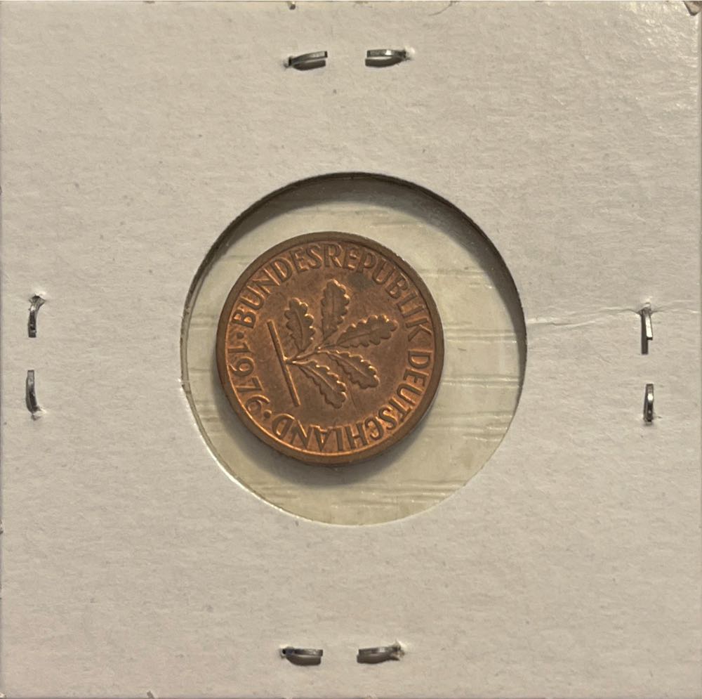 German 1976 F 1 Pfennig (Mom’s Collection)  coin collectible - Main Image 2