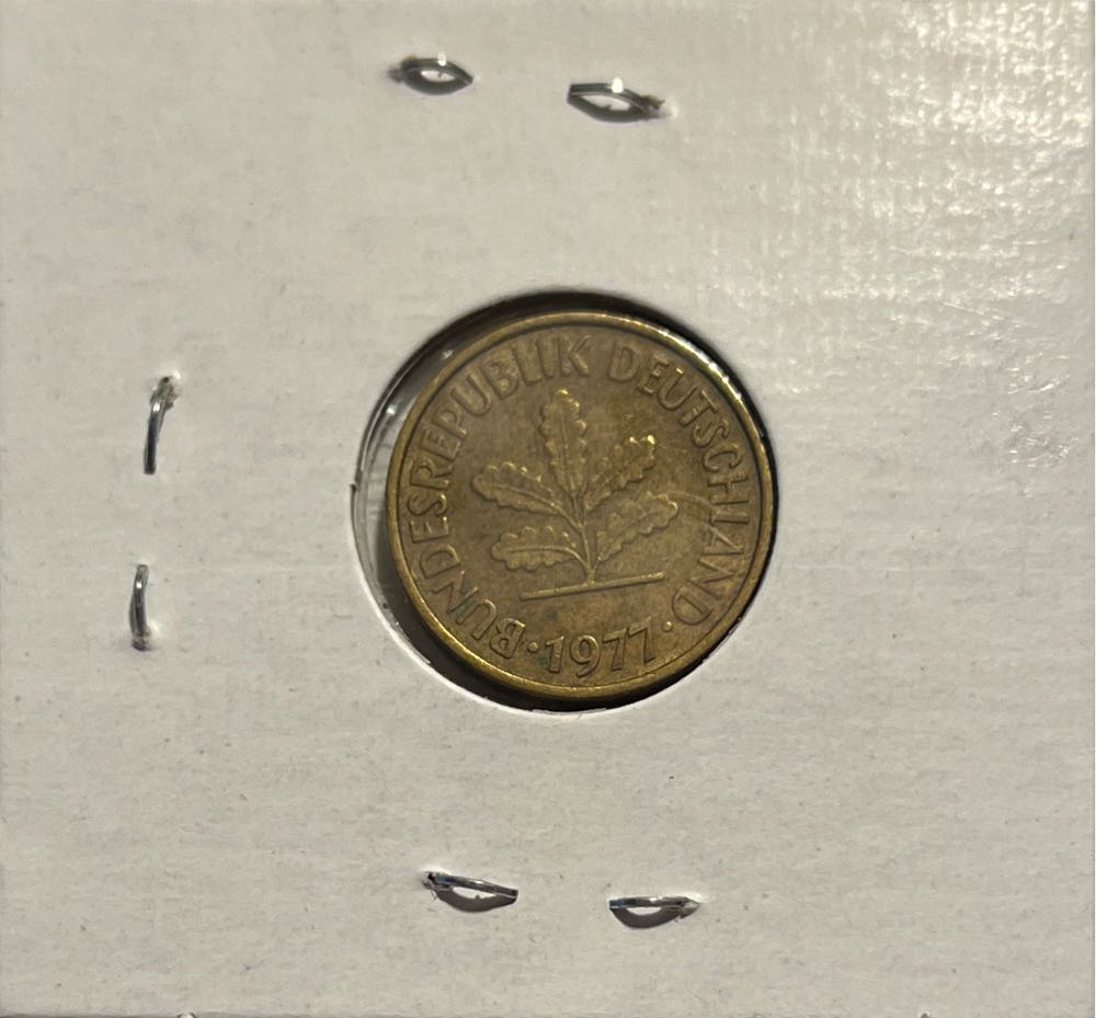 German 1977 F 5 Pfennig (Mom’s Collection)  coin collectible - Main Image 2