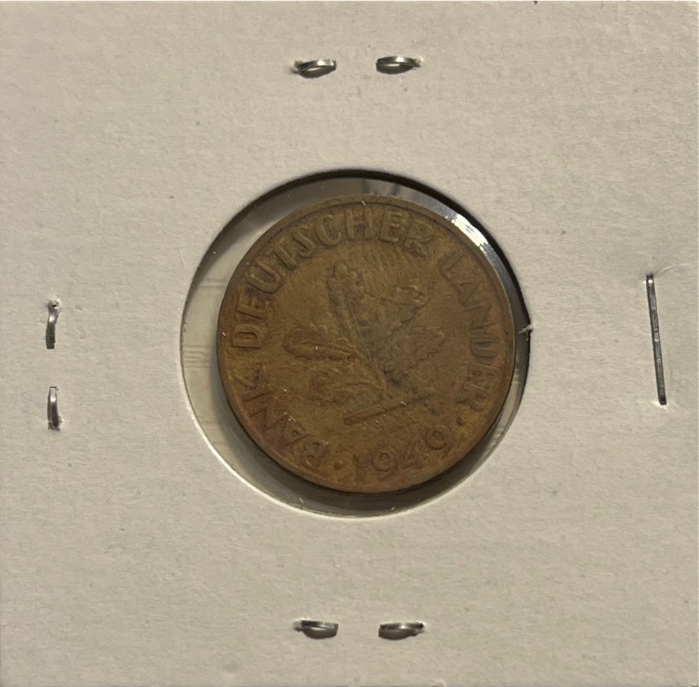 German 1949 G 10 Pfennig Bank Of German States (Mom’s Collection)  coin collectible - Main Image 2