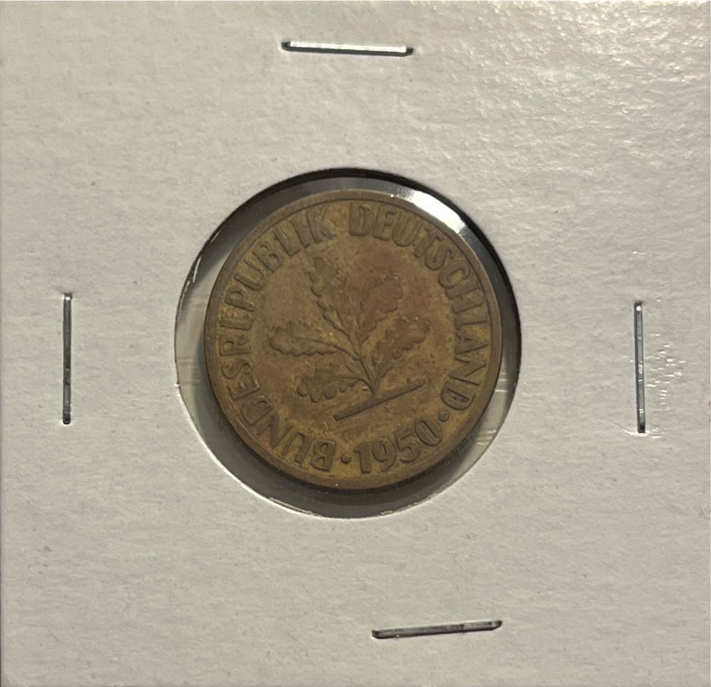 German 1950 F 10 Pfennig (Mom’s Collection)  coin collectible - Main Image 2