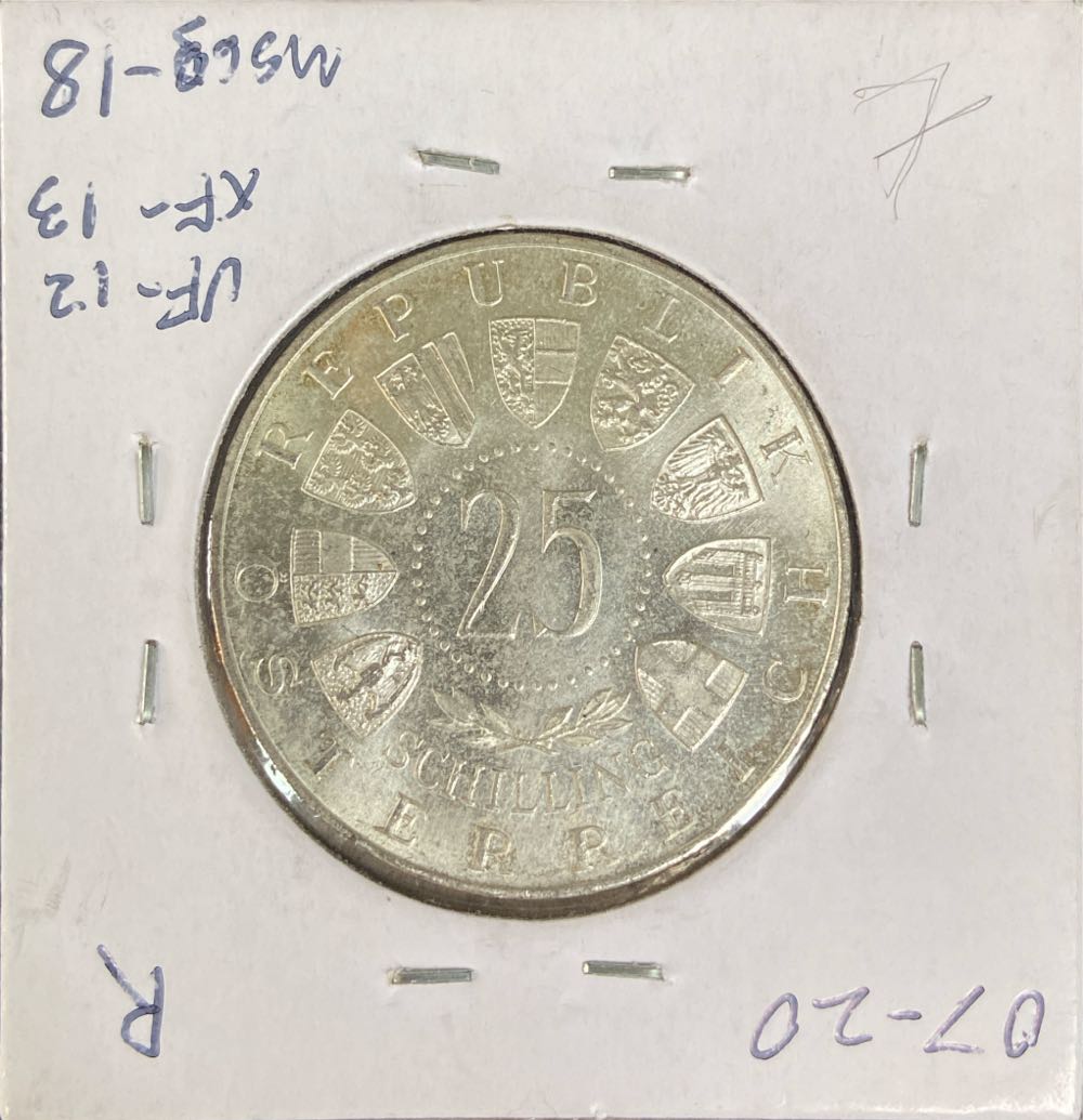 Austria 25 Schilling 1955  coin collectible - Main Image 2