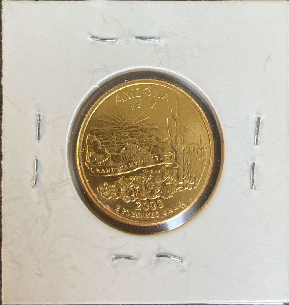 24 Kt. Gold Layered Arizona State Quarter 2008 D  coin collectible - Main Image 2