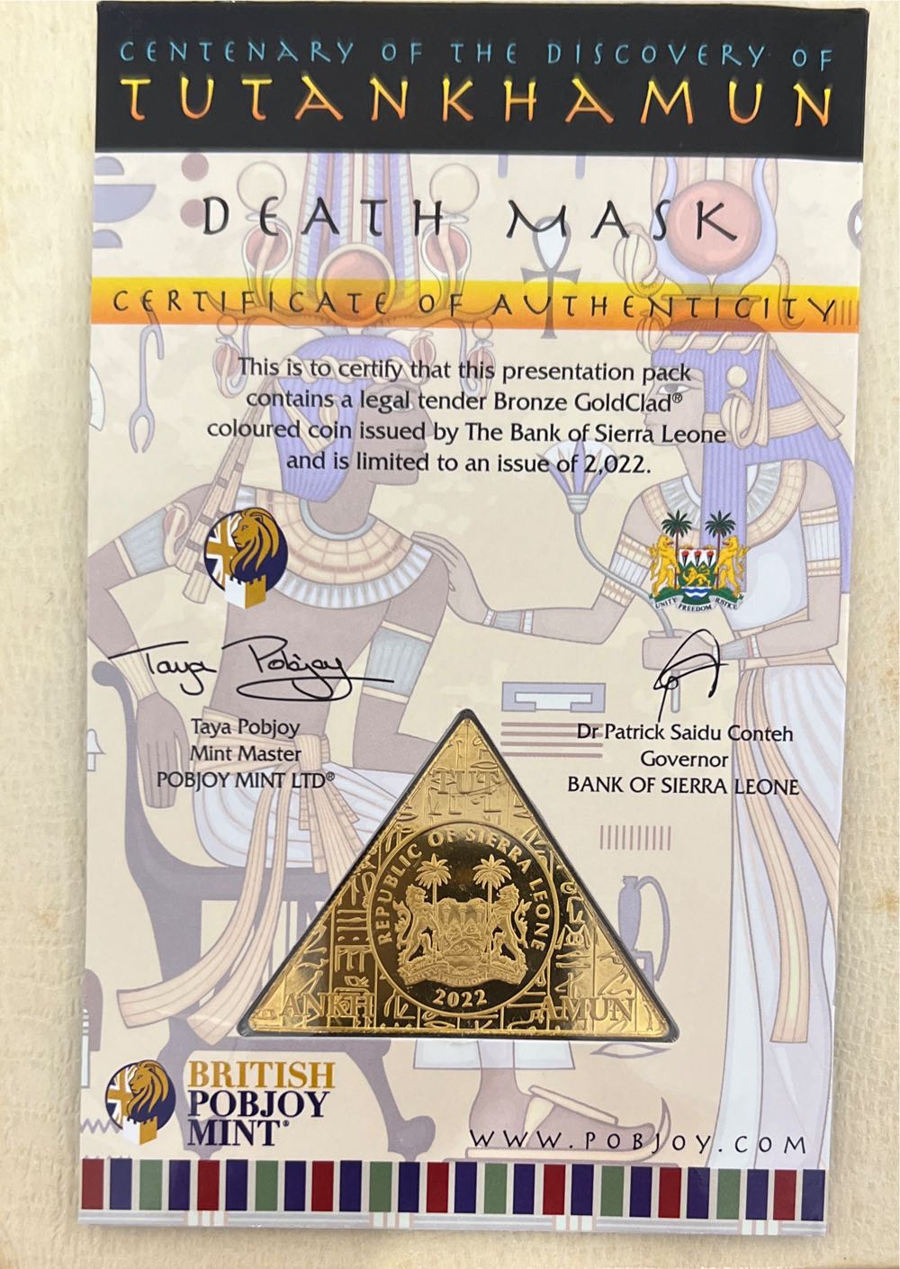 Tutankhamun Death Mask Coloured Pyramid Coin - 2022  coin collectible - Main Image 2