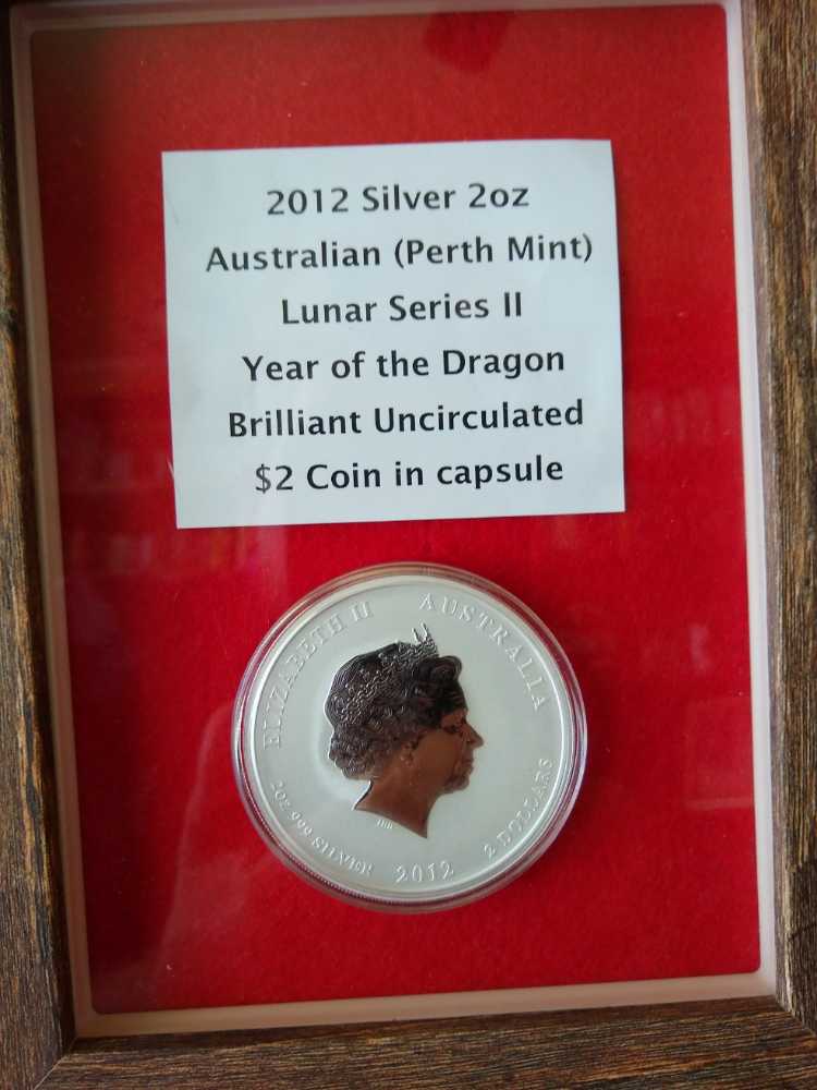 Foreign Australian 2012 2 oz Silver $2 Coin Year Of The Dragon   coin collectible - Main Image 2
