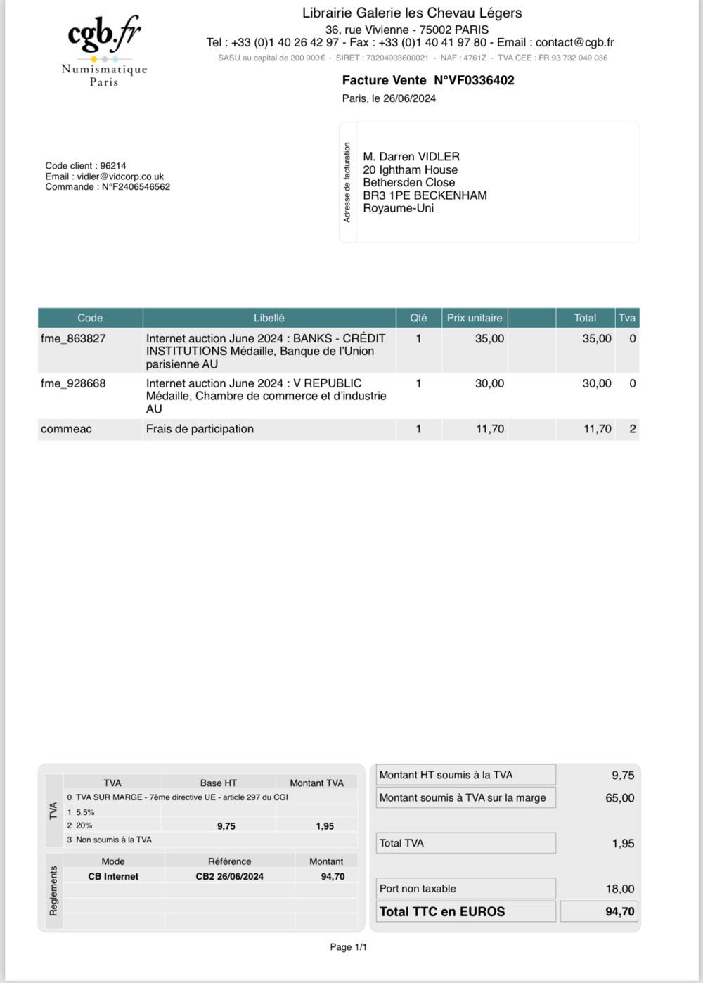 Banque de l’Union Parisienne Medal  coin collectible - Main Image 3