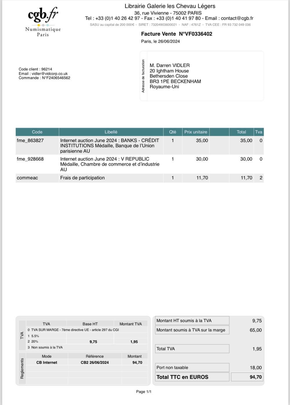 Chamber Of Commerce & Industry Of La Rochelle Medal  coin collectible - Main Image 3