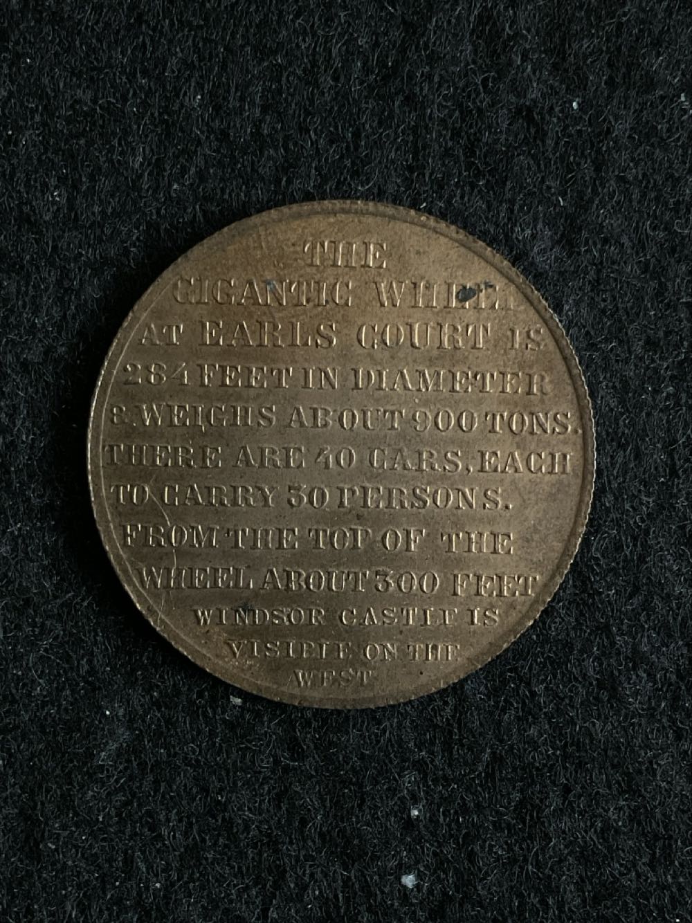 Gigantic Wheel At Earl’s Court Medal  coin collectible - Main Image 2