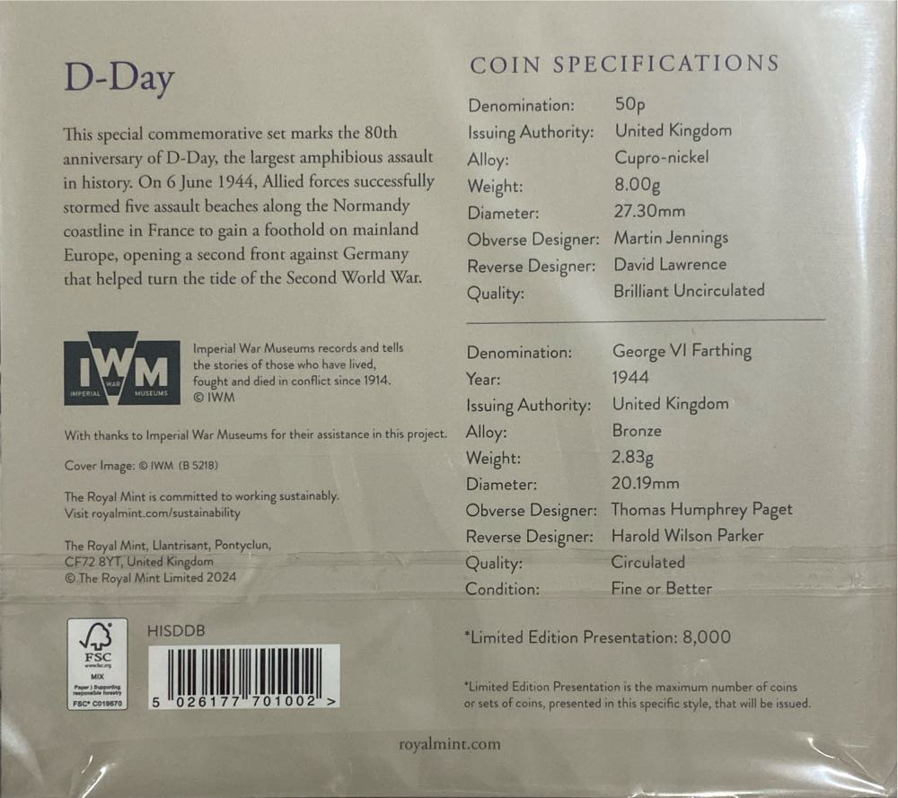 The 80th Anniversary of D-Day Two-coin Set  coin collectible [Barcode 5026177701002] - Main Image 2