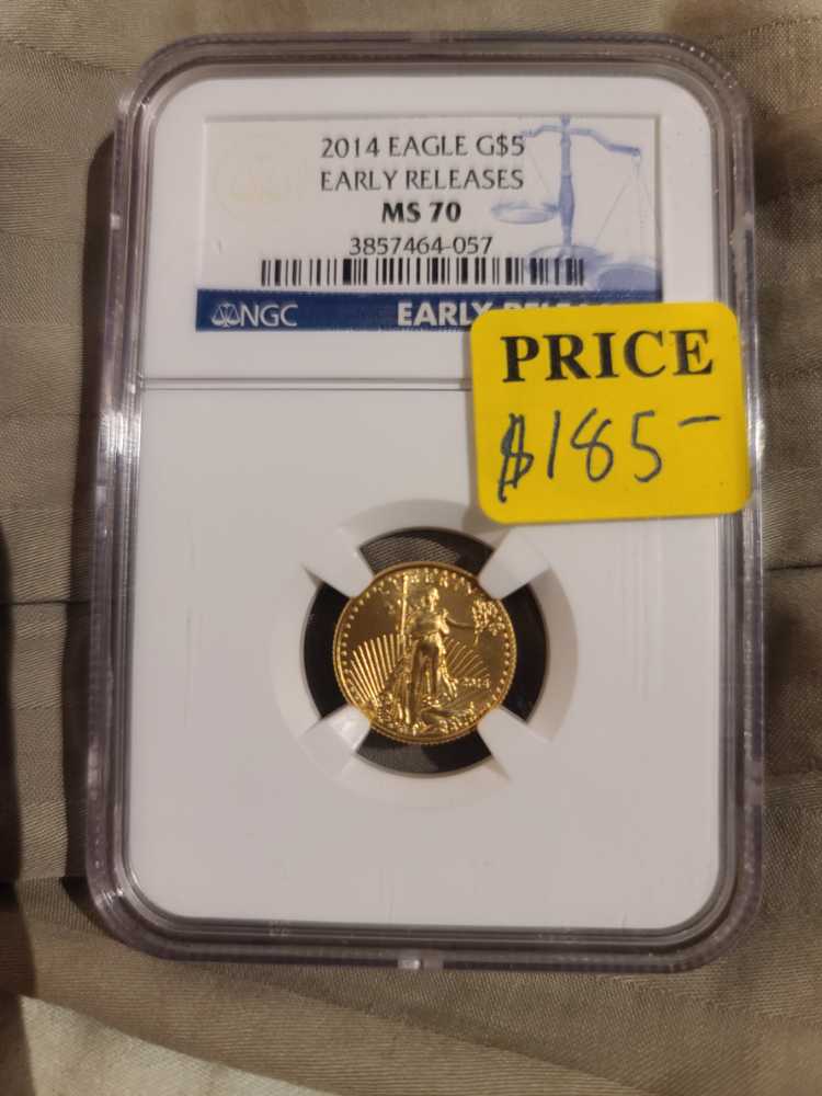 2014 $5 Gold Eagle MS70 Early Release NGC
