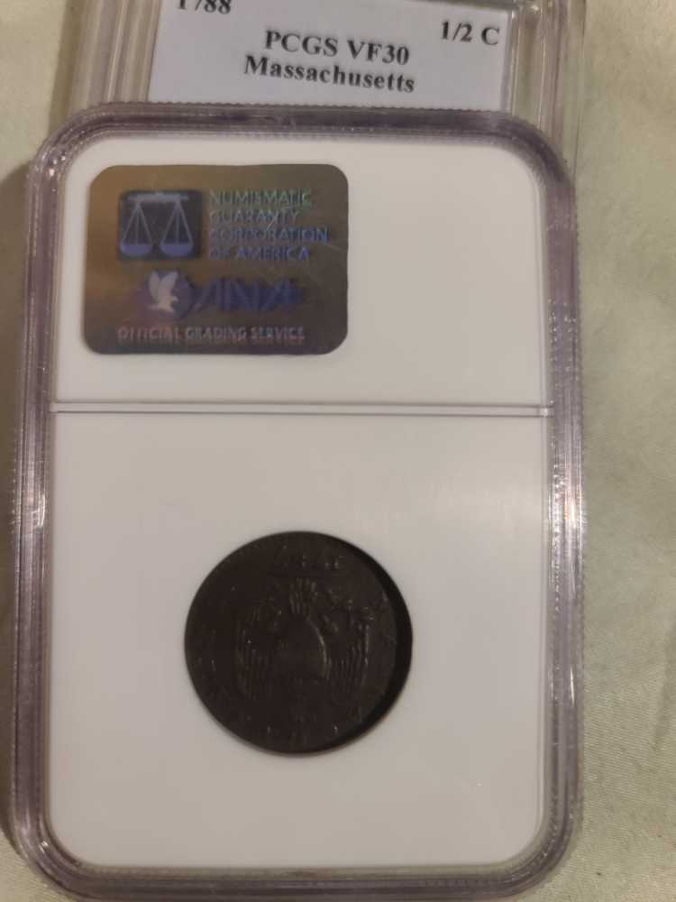 1787  1/2 Cent Massachusetts AU50 NGC  coin collectible - Main Image 2