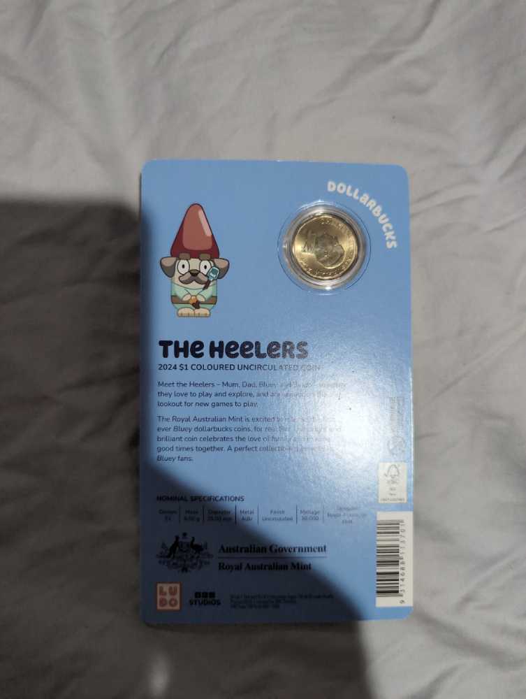 Bluey Dollarbucks $1 Unc Design 2 Heelers  coin collectible [Barcode 9314688113701] - Main Image 2