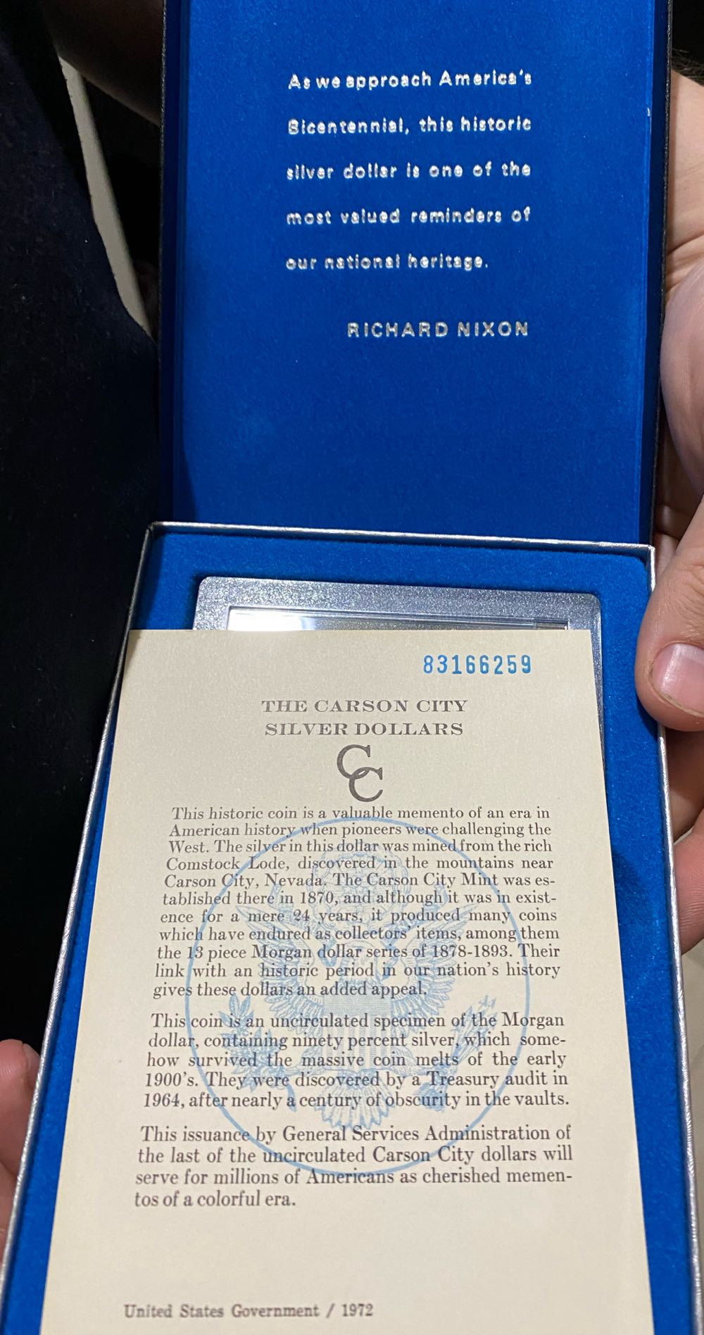 1972 Carson City Uncirculated Silver Dollar  coin collectible - Main Image 4