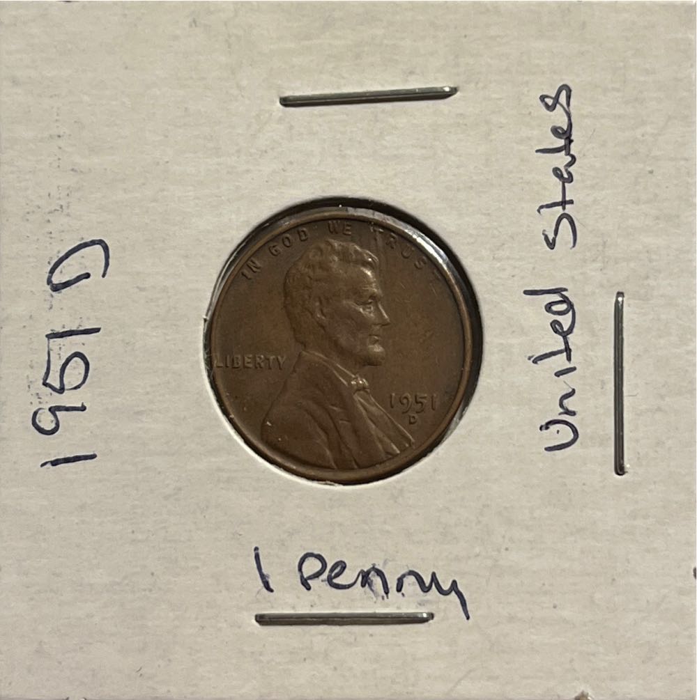 American 1951 1 Cent “Lincoln Wheat Cent” Penny (Mom’s Collection)