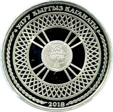 KYRGYZSTAN: 1 Som YURTA - Kyrgyz house BU 2018 presentation folder card blister  coin collectible - Main Image 2