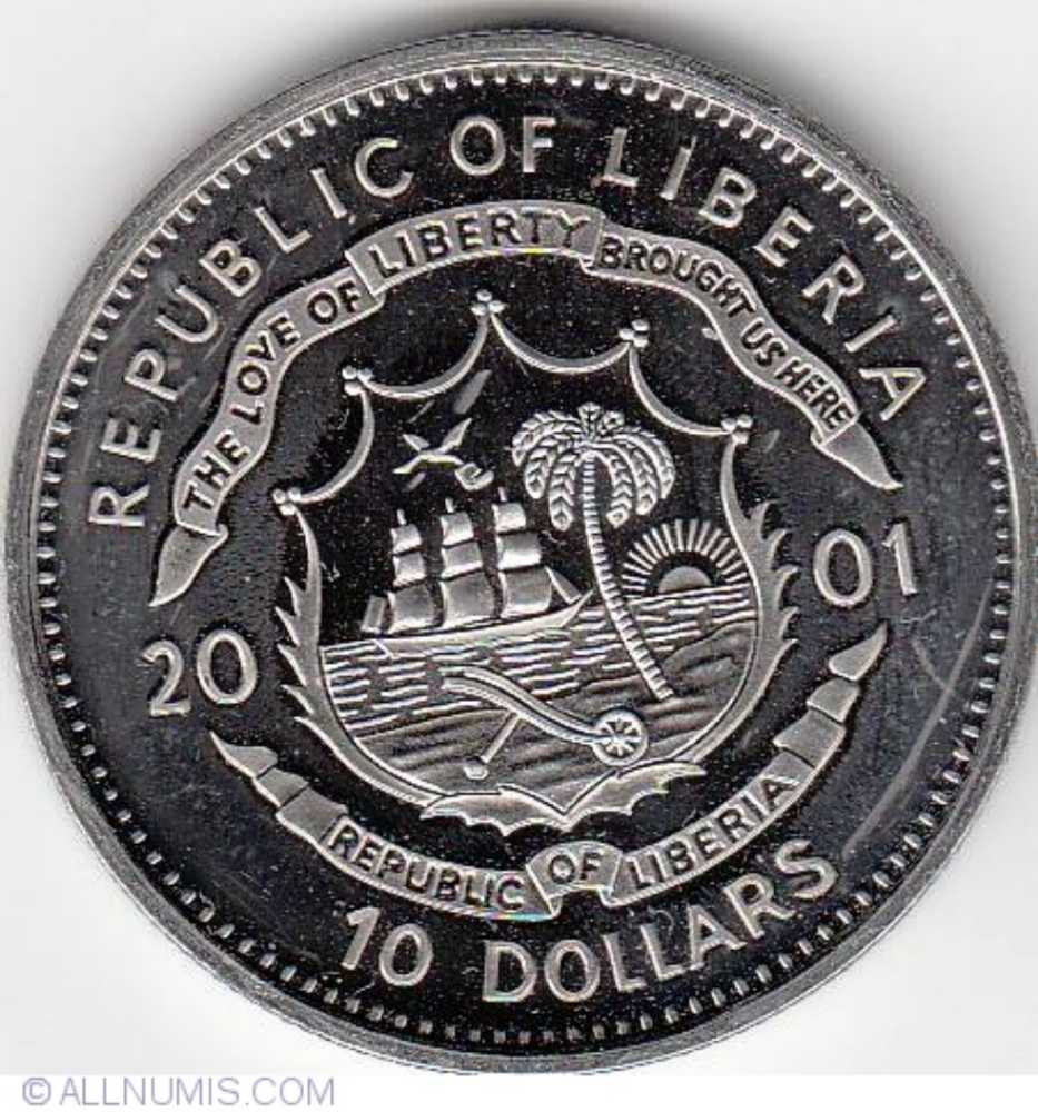 2001 Republic Of Liberia Holographic 10 Dollar  coin collectible - Main Image 2