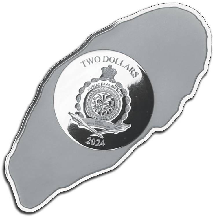 BUFFALO WING 60TH ANNIVERSARY 2024 $2 FINE SILVER SHAPED COLORIZED BU COIN  coin collectible - Main Image 2