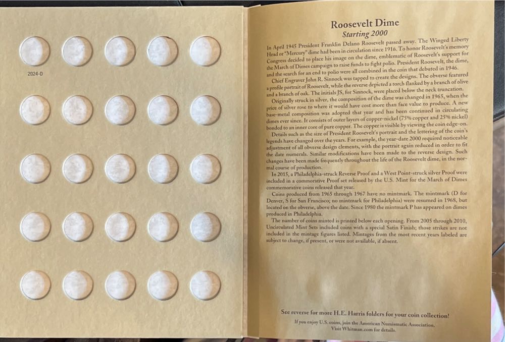 Roosevelt Dime Folder 2000-2024  coin collectible [Barcode 9780794816223] - Main Image 4