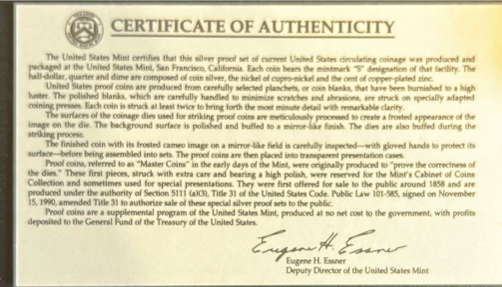 1992 US Mint Silver Proof Set  coin collectible - Main Image 4