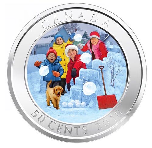 Bataille de boules de neige - Pièce lenticulaire de 50 cents  coin collectible - Main Image 2