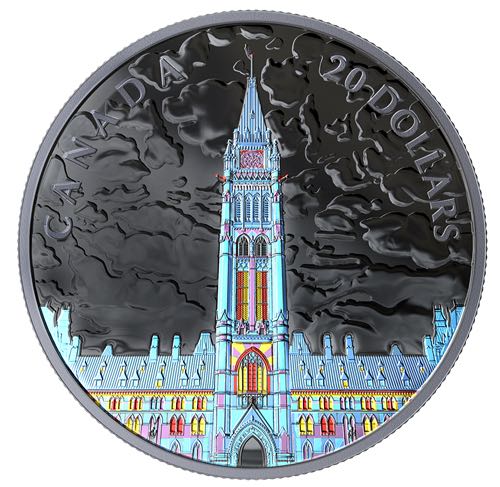 Lumières sur la colline du Parlement - Pièce luminescente de 1 oz en argent pur  coin collectible - Main Image 2