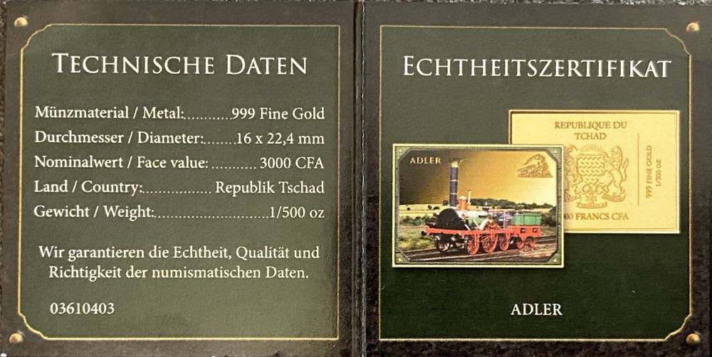 Adler - 1st German Railroad  coin collectible - Main Image 3