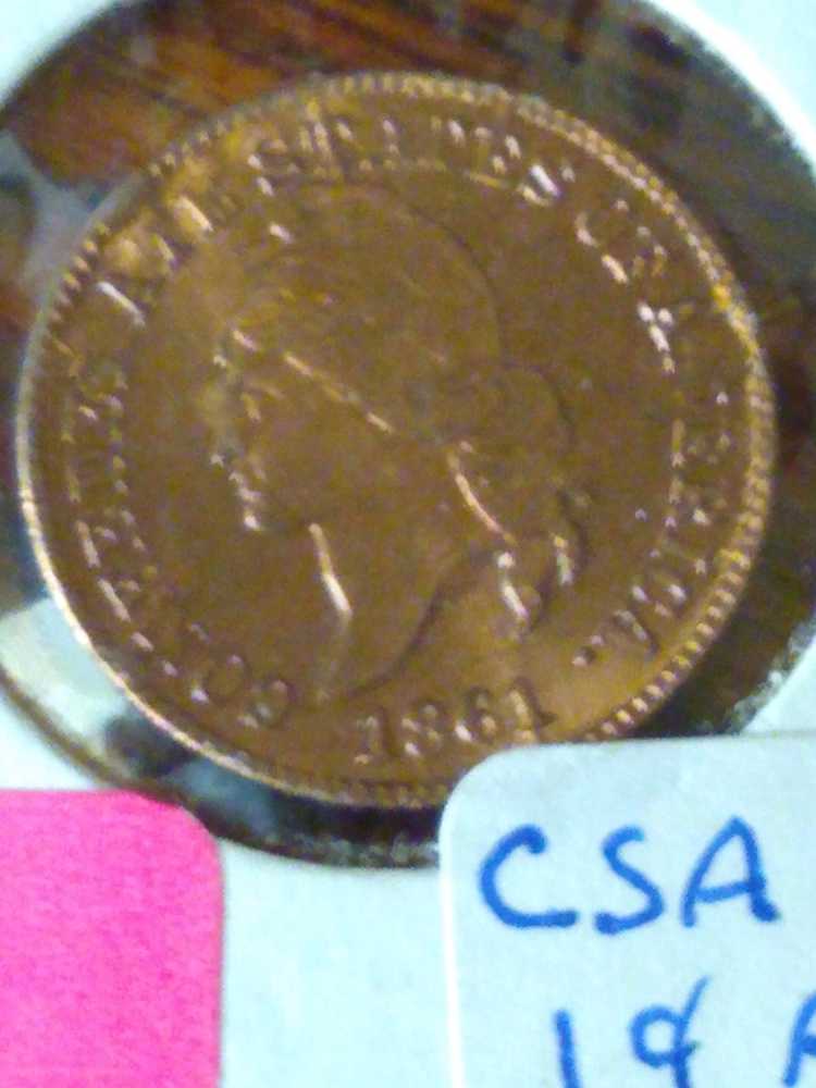 Confederate Bronze 1 Cent Restrike   coin collectible - Main Image 3