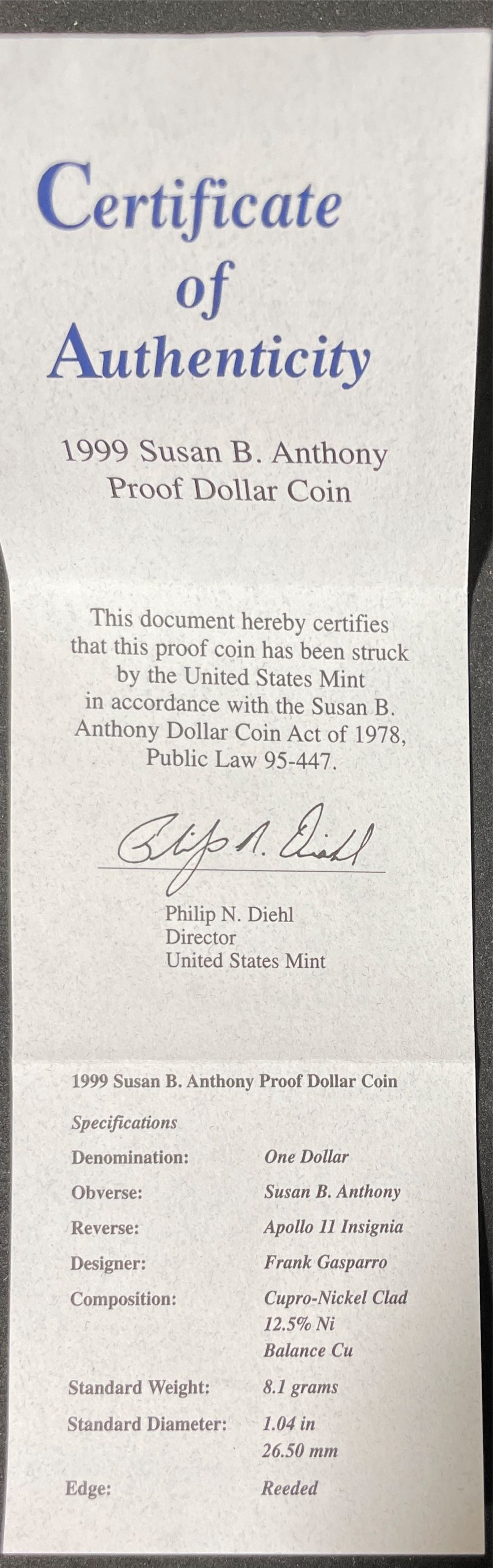 Susan B. Anthony Proof Dollar Coin  coin collectible - Main Image 2