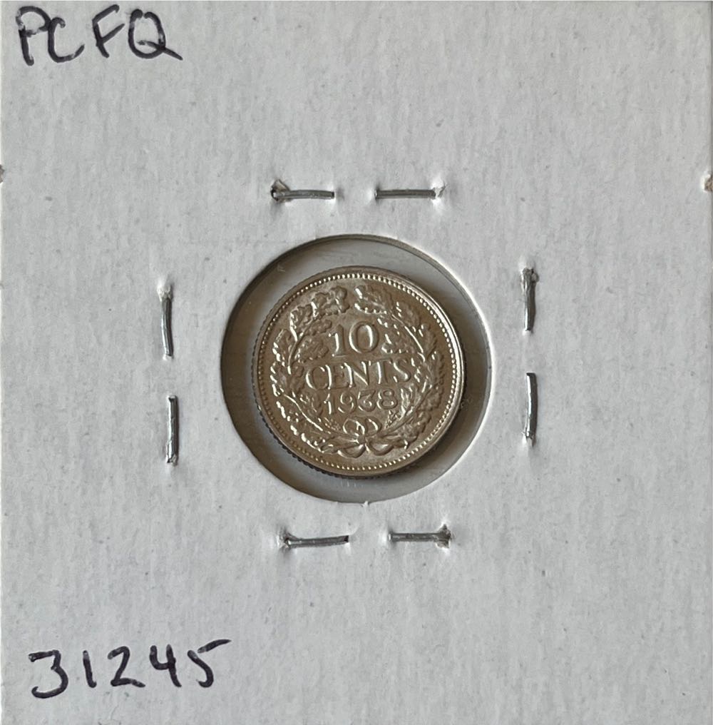 Dutch 1938 10 Cents “Wilhelmina” Gulden Coin  coin collectible - Main Image 2