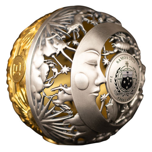 2024 $5 Fine Silver Coin - Filigree Spherical Sun And Moon  coin collectible [Barcode 623932117754] - Main Image 3