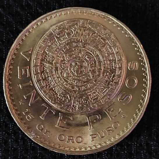 Gold Mexican 20 Pesos  coin collectible - Main Image 2