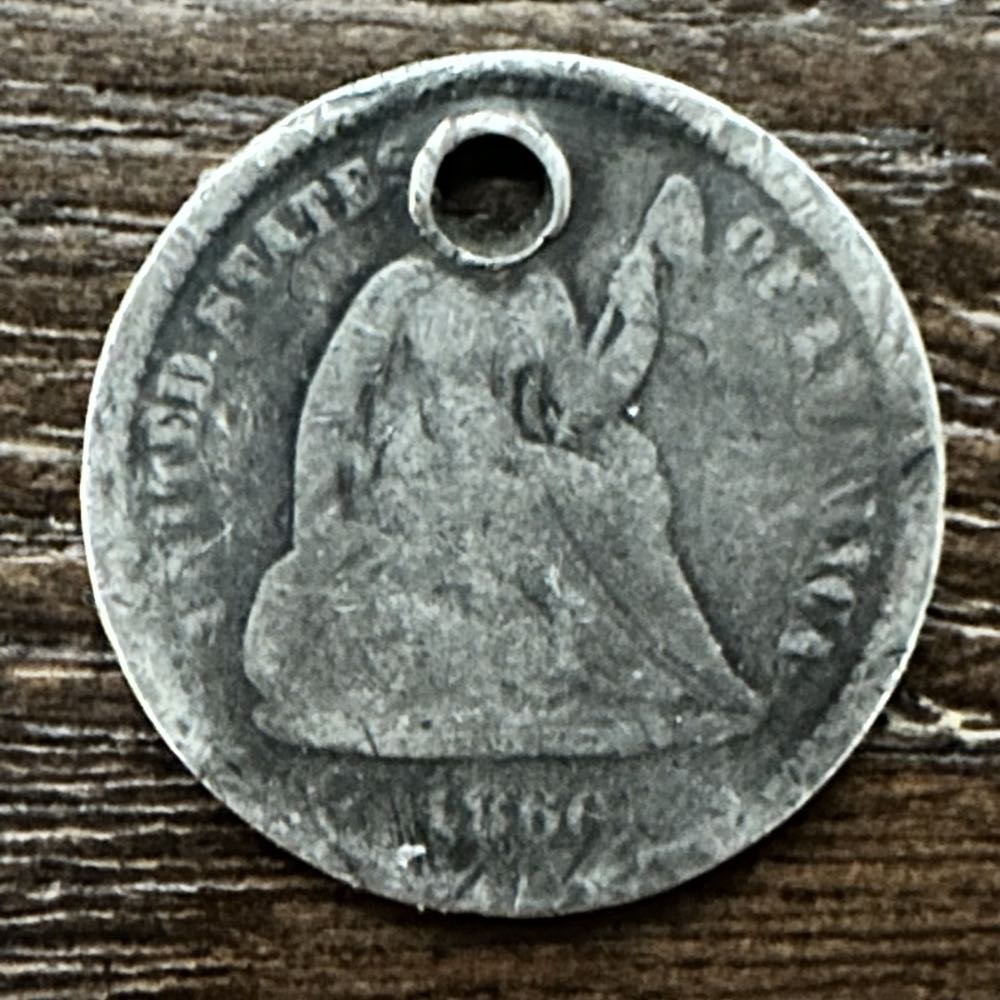Seated Liberty Half Dime - 1860 - Holed  coin collectible - Main Image 3