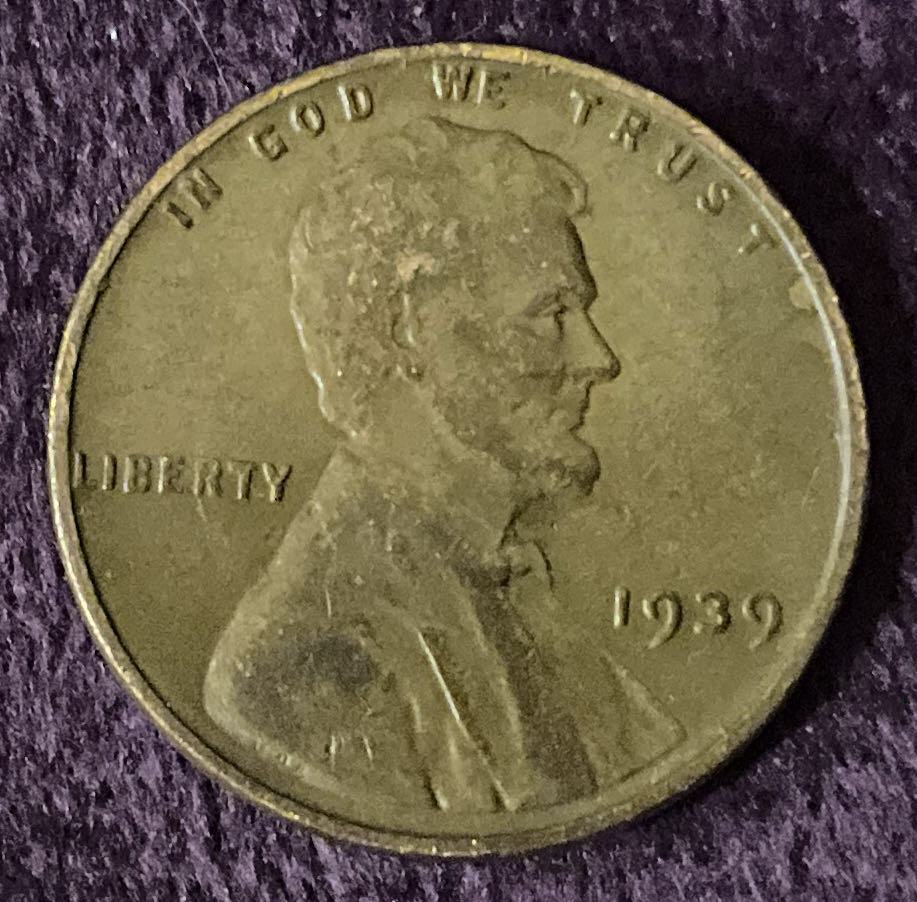 Penny 1939 Lincoln  5  coin collectible - Main Image 3