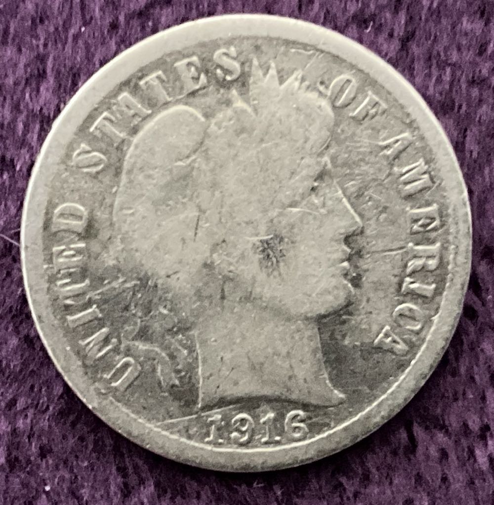 Dime 1916 S Barber  coin collectible - Main Image 3