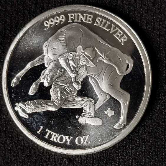 Texas Mint Silver Steer Wrestling  coin collectible - Main Image 2