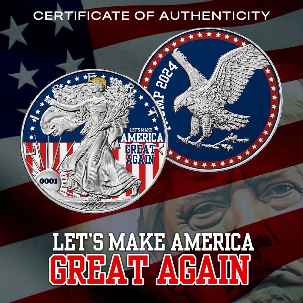 Trump 2024 - “Make America Great Again” - One Dollar - 1 Oz Silver Eagle  coin collectible - Main Image 3