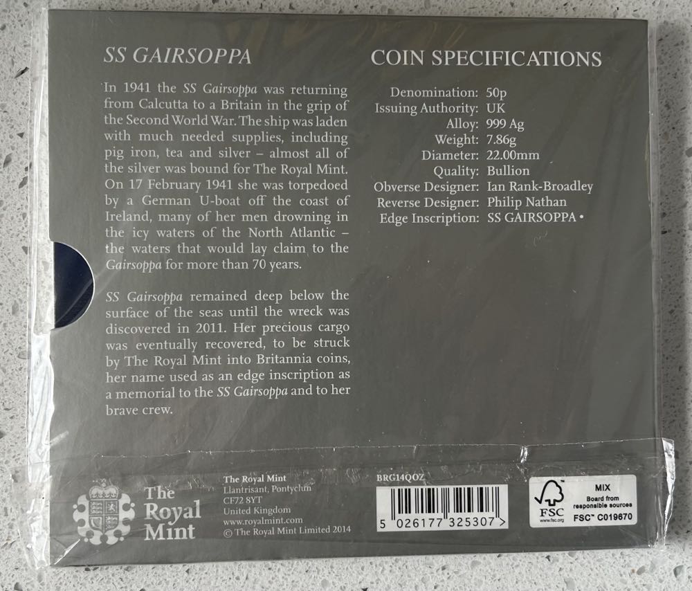 2014 Britannia - 1/4 Gairsoppa  coin collectible - Main Image 3