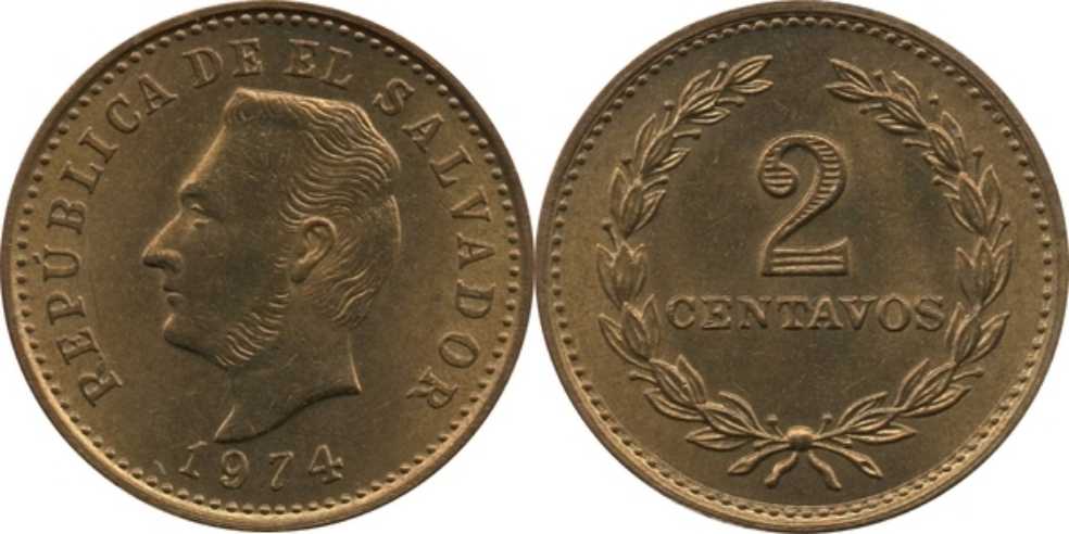 Foreign 1974 2 Centavos Republic El Salvador   coin collectible - Main Image 3