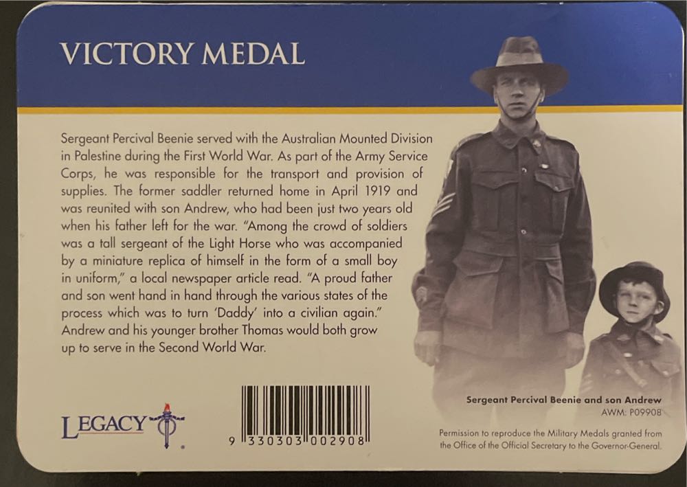Australia: 20 Cent Victory Medal 100 Years Of Anzac’...  coin collectible [Barcode 9330303002908] - Main Image 2