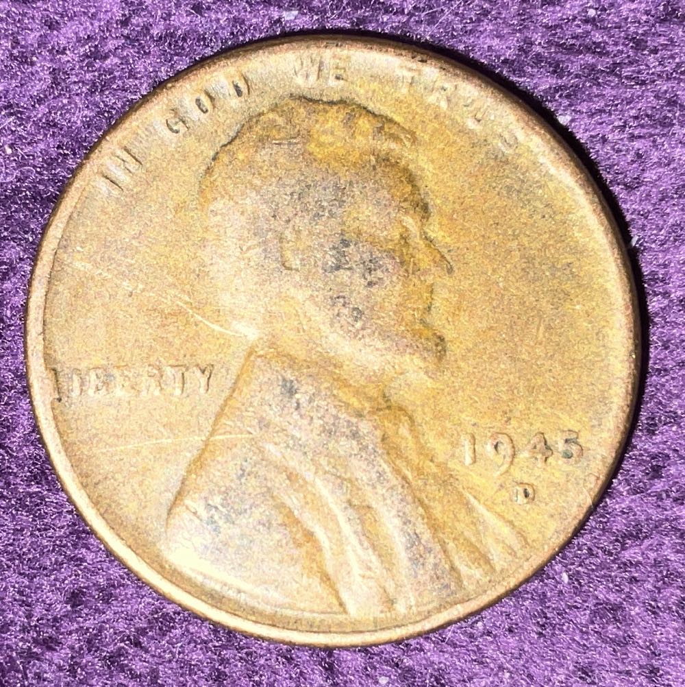 Penny 1945 Lincoln D 2  coin collectible - Main Image 3