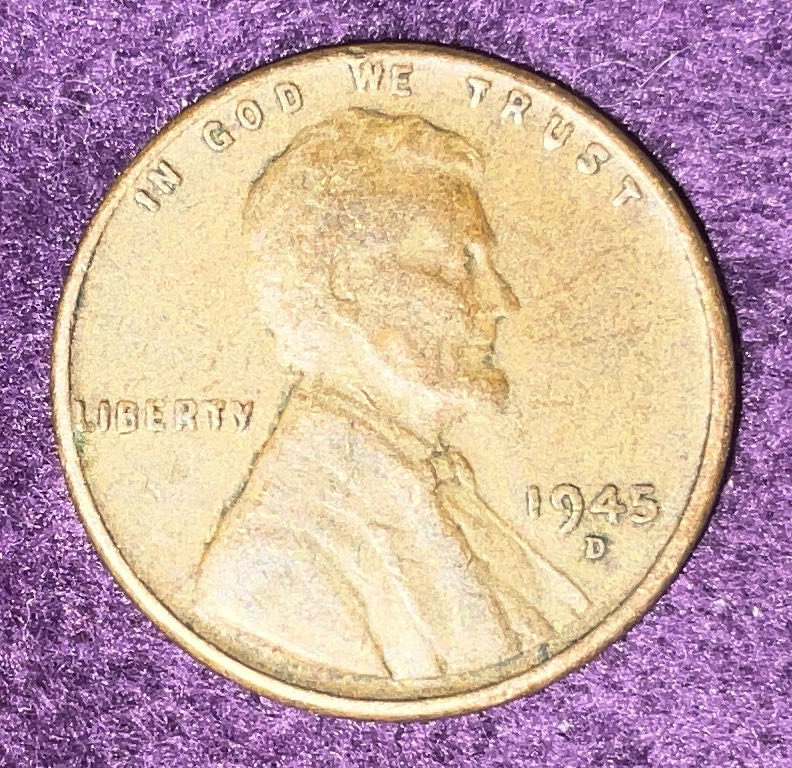 Penny 1945 Lincoln D 3  coin collectible - Main Image 3