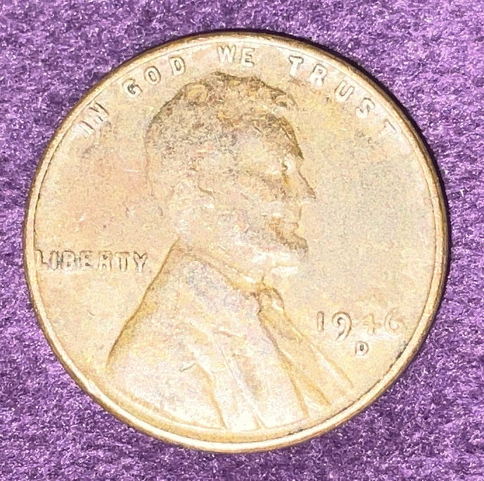 Penny 1946 Lincoln D 7  coin collectible - Main Image 3