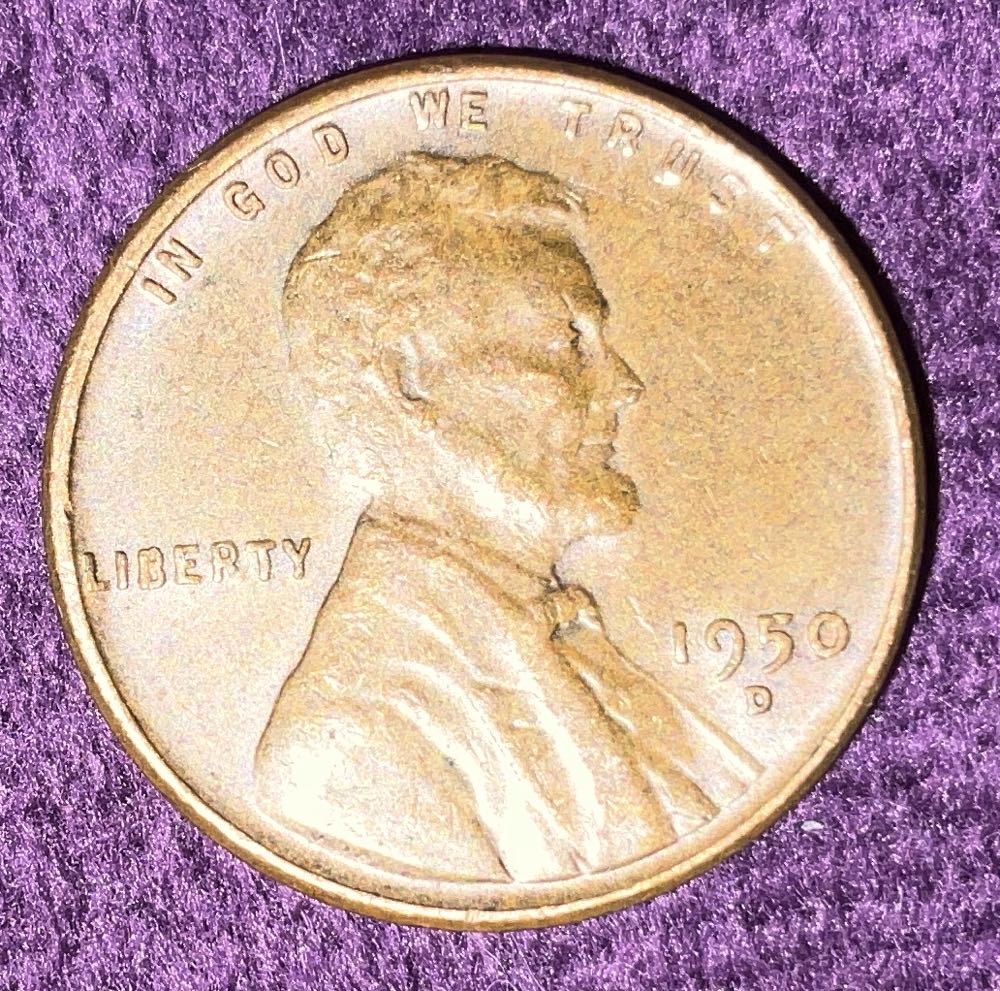 Penny 1950 Lincoln D 7  coin collectible - Main Image 3